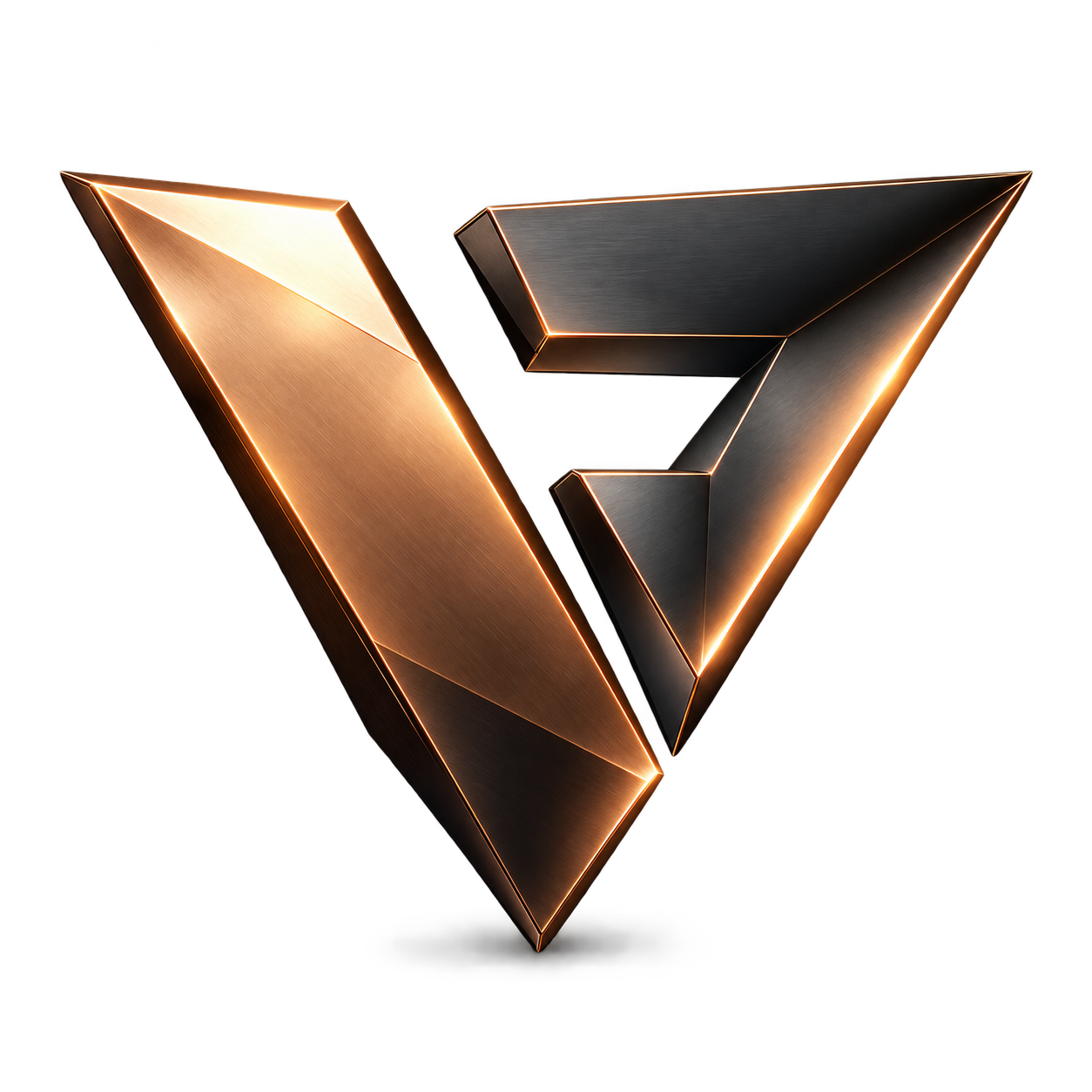 Varelum sculpted bronze V logo